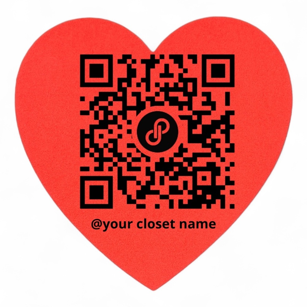 Custom Poshmark QR Code Sticker | RED or PINK Heart Closet Label 2" STICKER